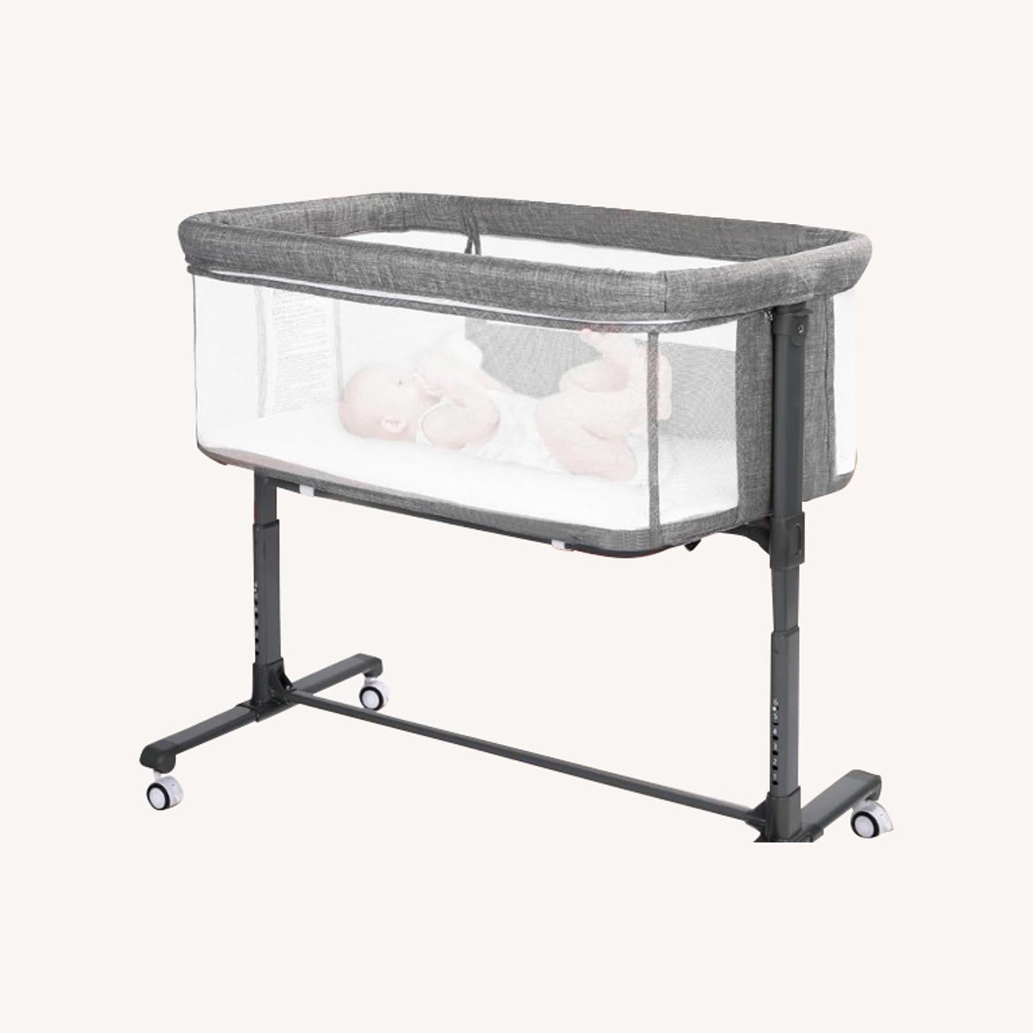 Light Gray Fabric Crib - image-0