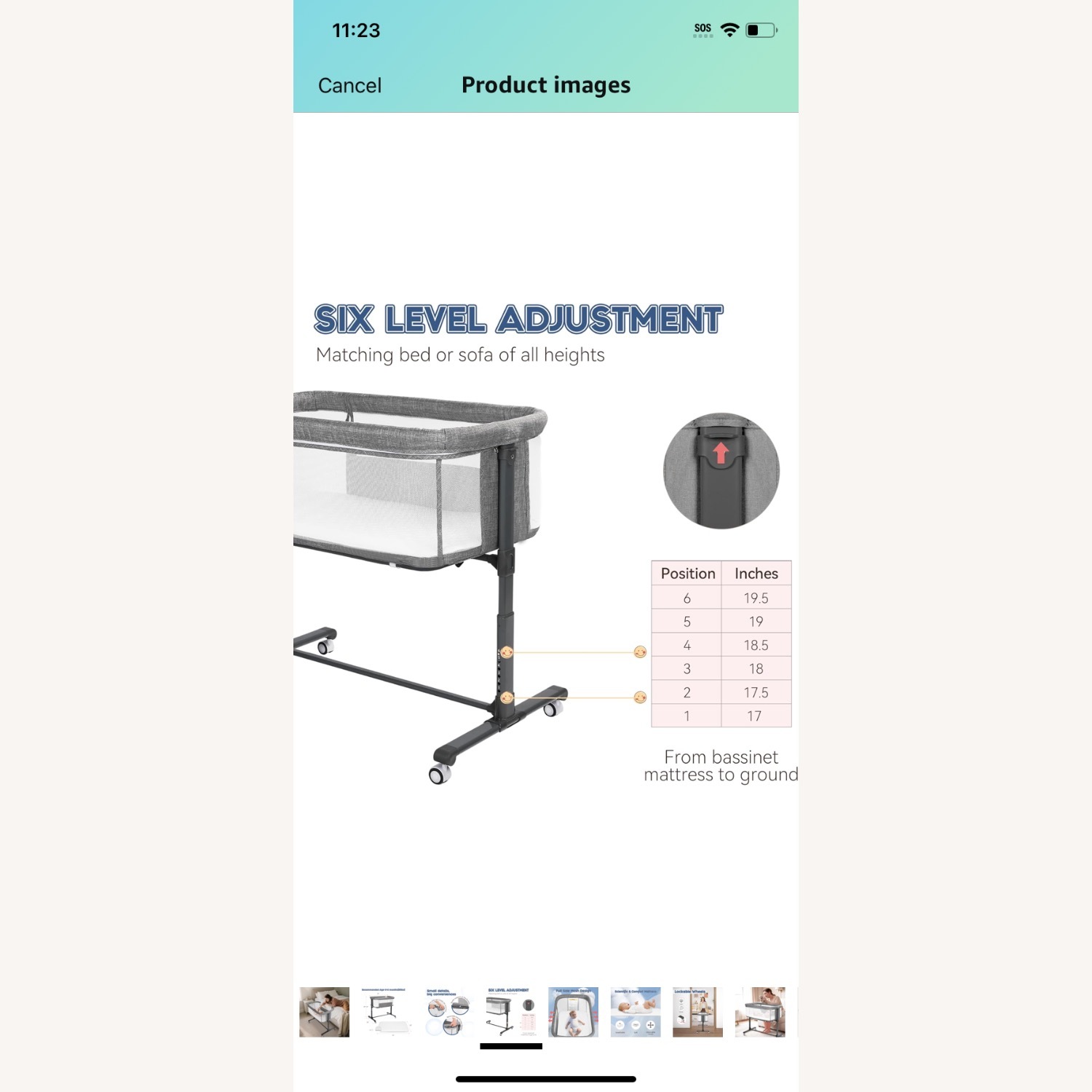 Light Gray Fabric Crib - image-5