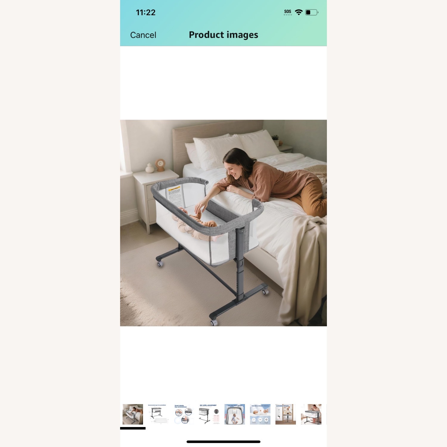 Light Gray Fabric Crib - image-4