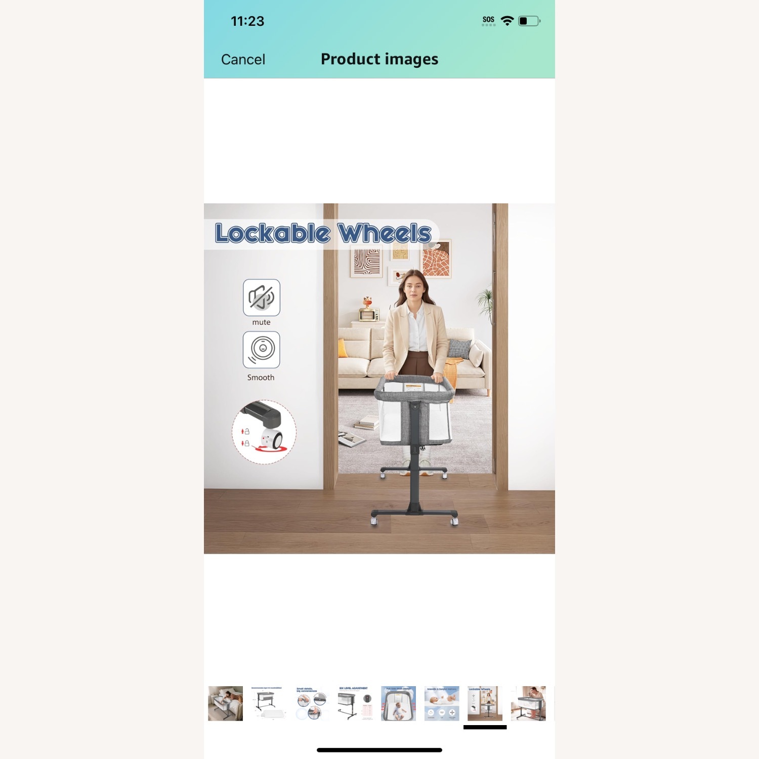 Light Gray Fabric Crib - image-6