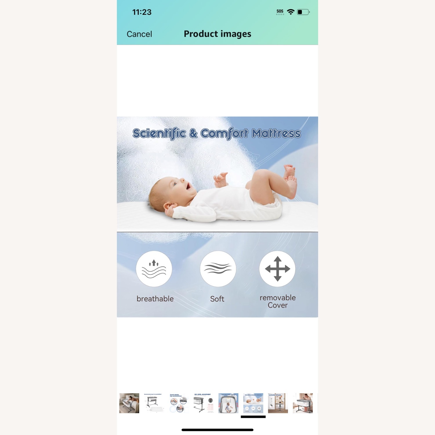 Light Gray Fabric Crib - image-8