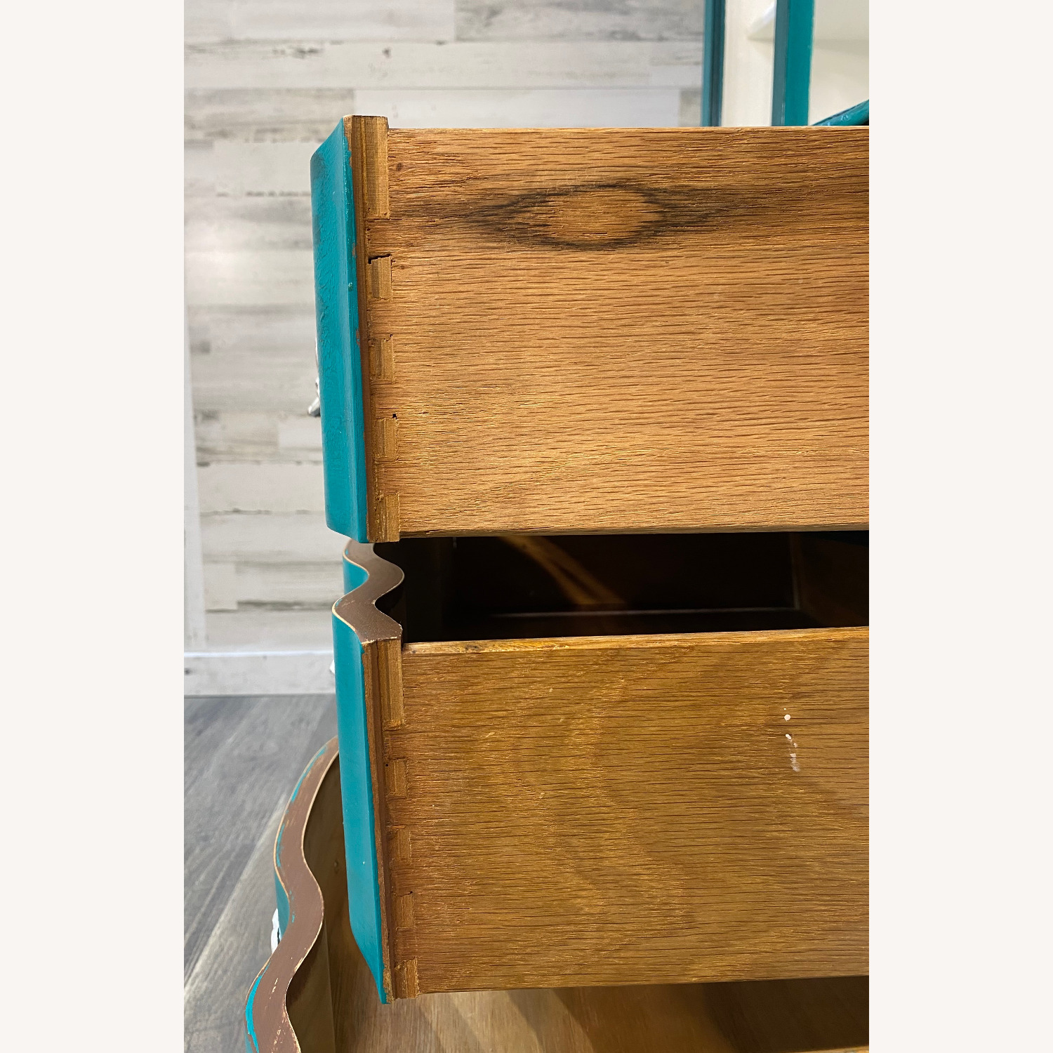 Turquoise French Provincial Bassett Open Hutch - image-11