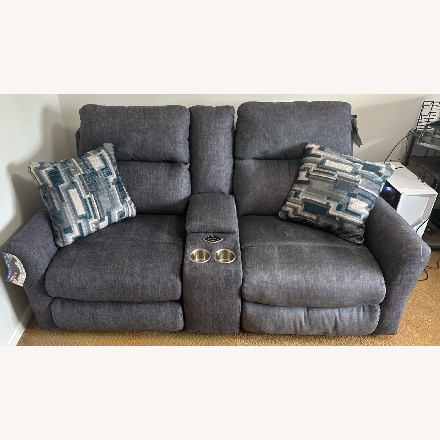 Light Gray Fabric Loveseat - image-1