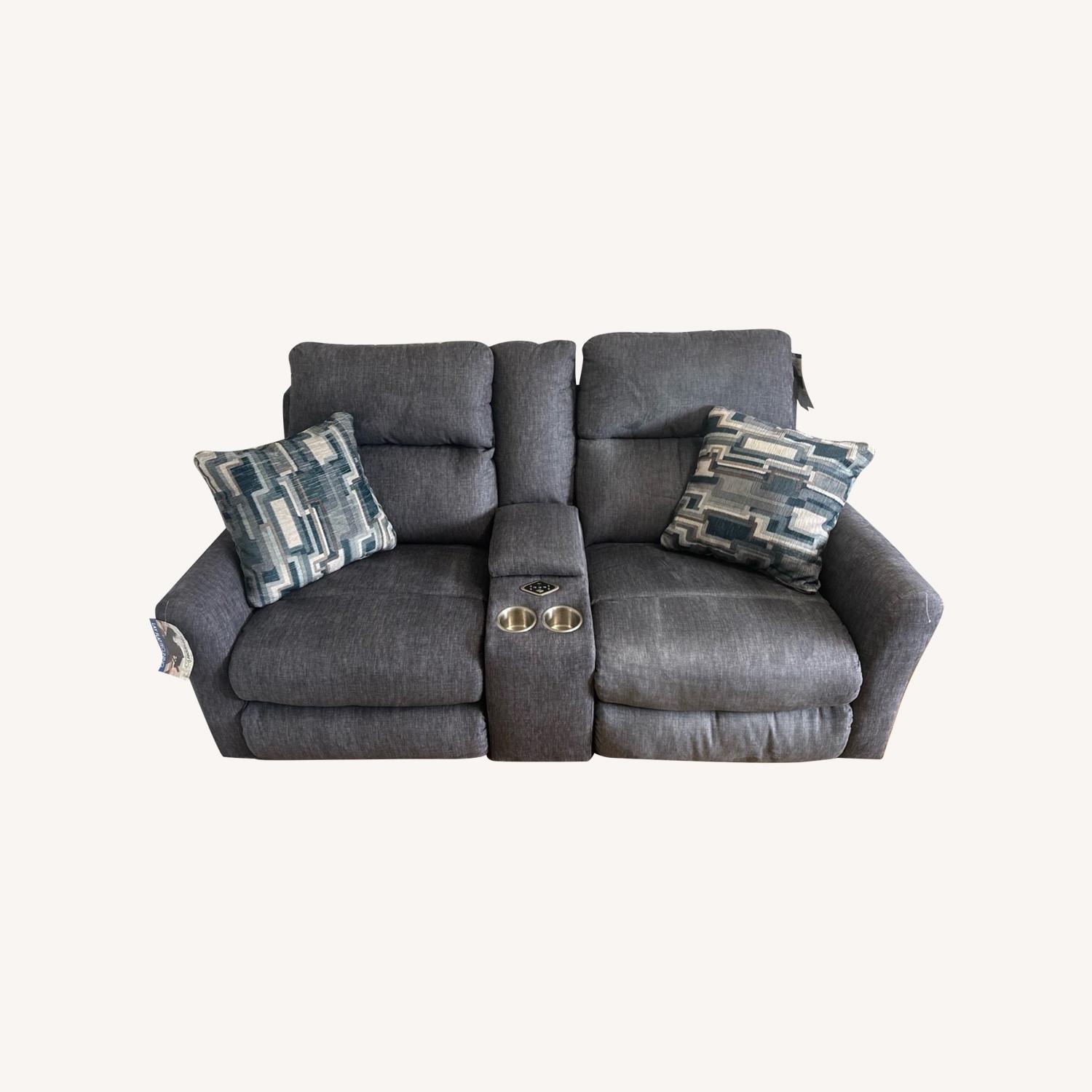Light Gray Fabric Loveseat - image-0