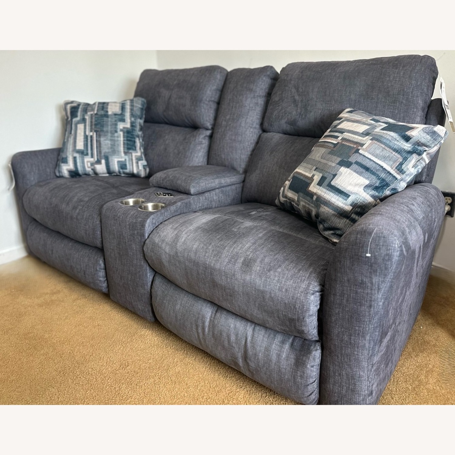 Light Gray Fabric Loveseat - image-3