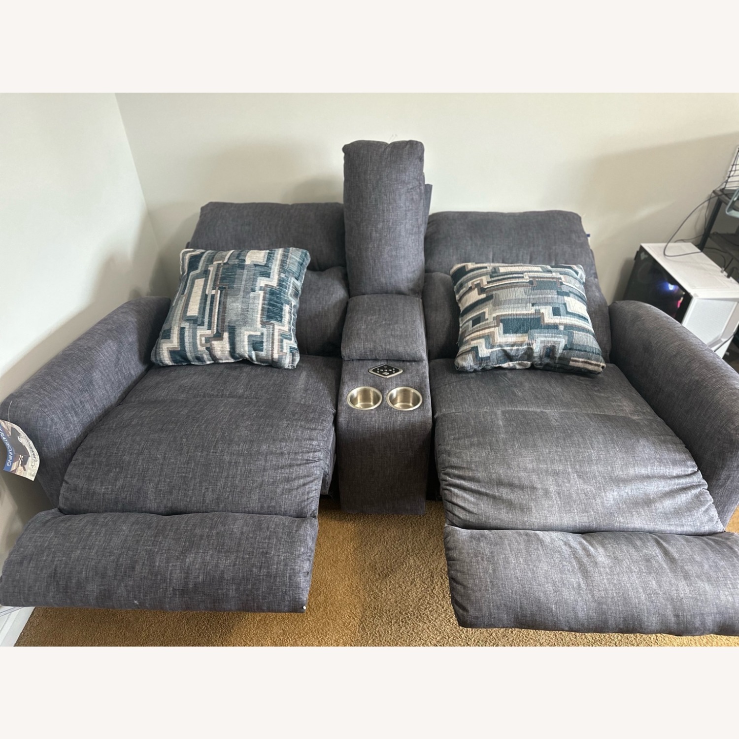 Light Gray Fabric Loveseat - image-4