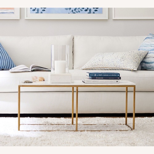 Used Pottery Barn Delaney Rectangular Marble Coffee Table (40.5") for sale on AptDeco