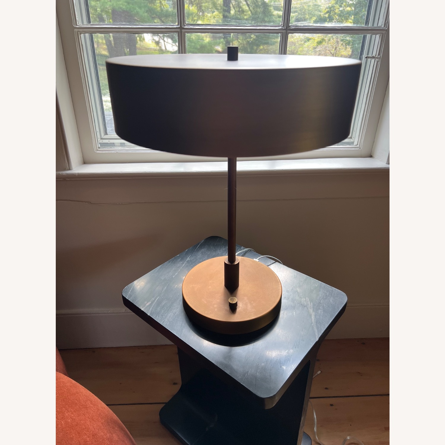 Crate & Barrel Zain Brass Table Lamp with USB Port 18" - image-3