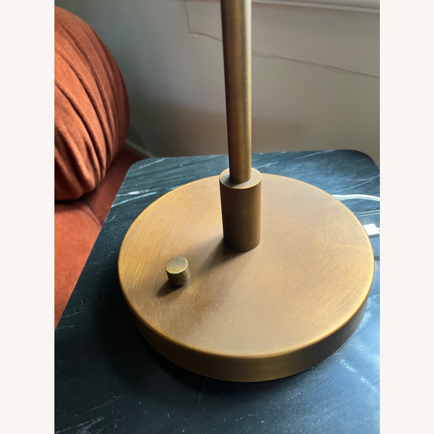 Crate & Barrel Zain Brass Table Lamp with USB Port 18" - image-2