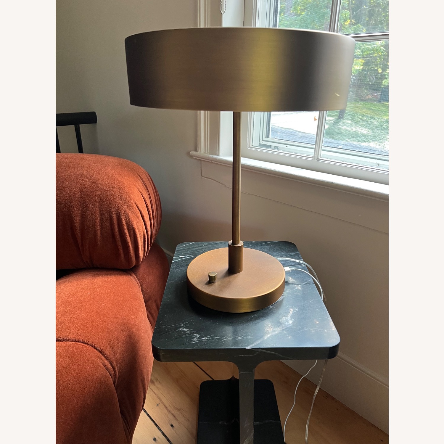 Crate & Barrel Zain Brass Table Lamp with USB Port 18" - image-1