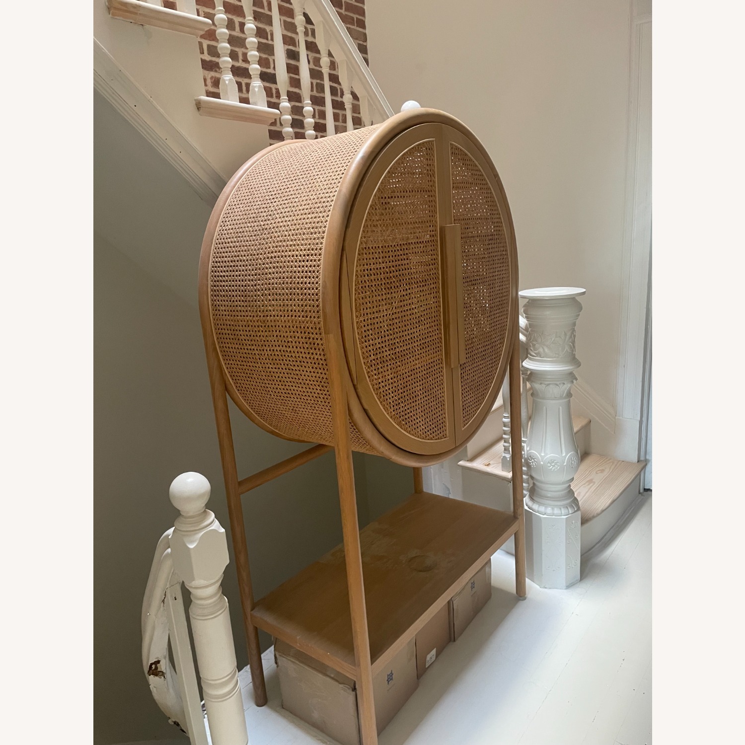 Crate & Barrel West 40" Cane Bar Cabinet - image-3