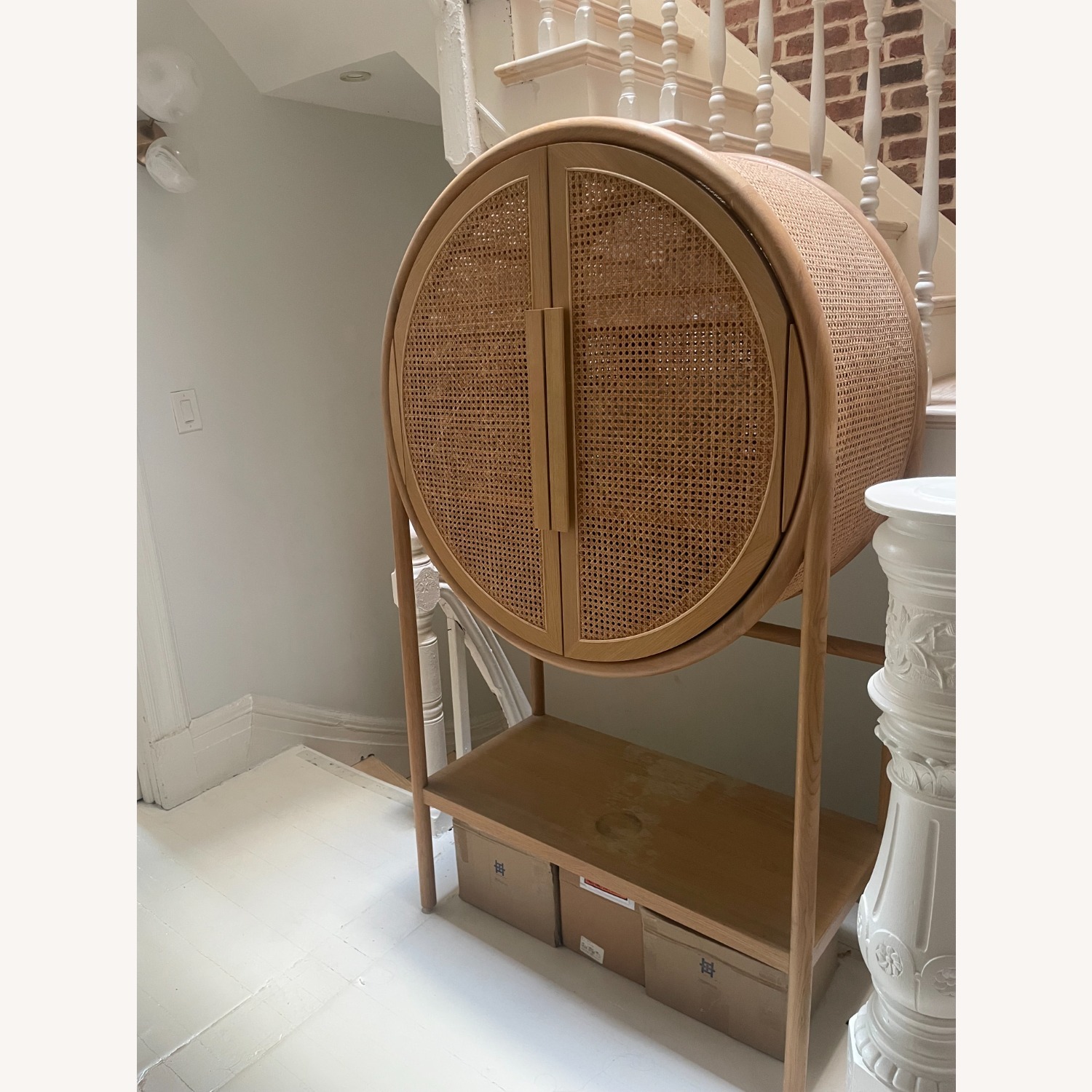 Crate & Barrel West 40" Cane Bar Cabinet - image-2