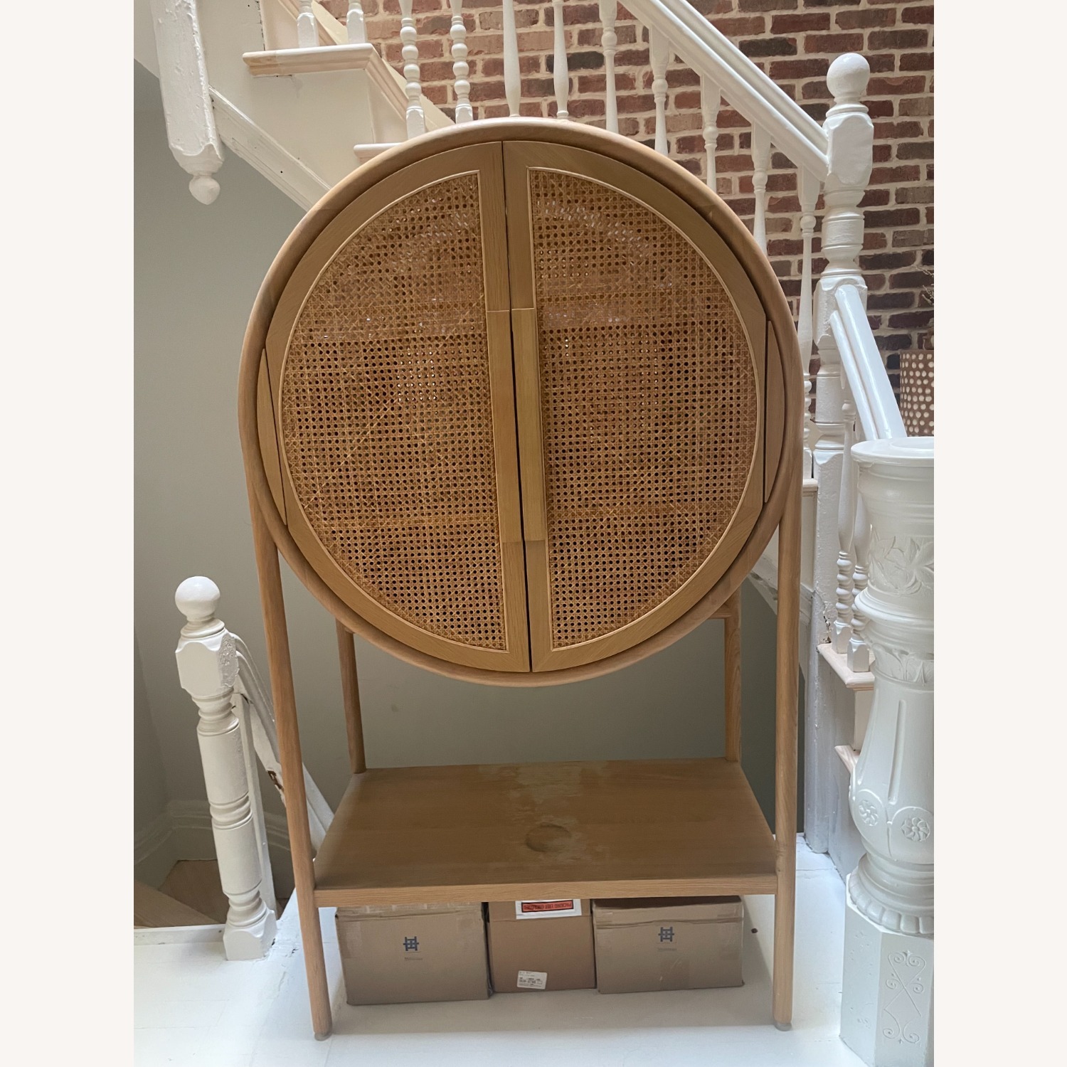 Crate & Barrel West 40" Cane Bar Cabinet - image-1