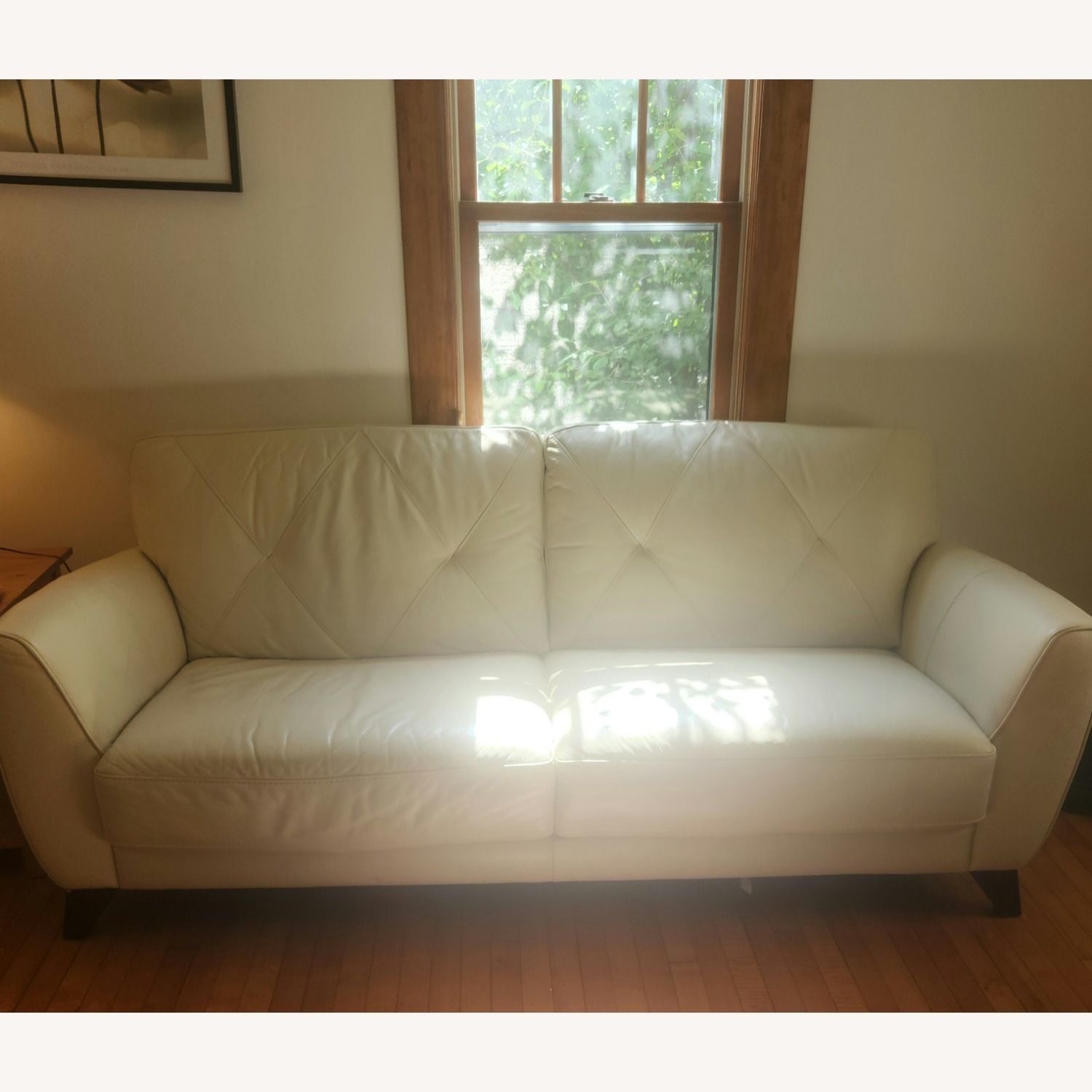 Macy's White Leather 2 Seater Sofa - image-1