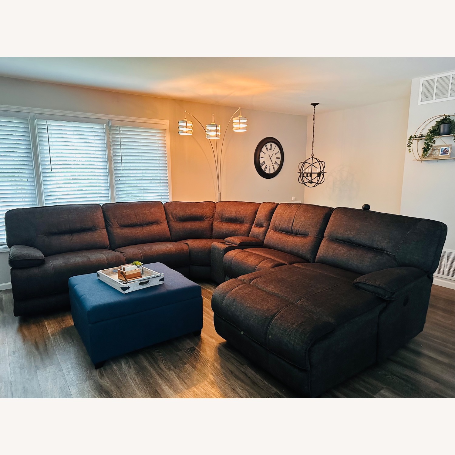 Pacifica Gray 130'' Power Reclining 6 Piece Right Arm Facing Chaise Sectional with USB Port - image-1