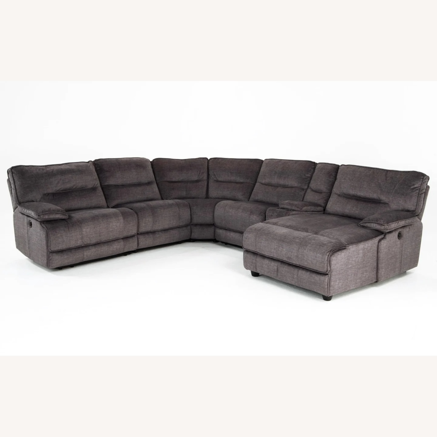 Pacifica Gray 130'' Power Reclining 6 Piece Right Arm Facing Chaise Sectional with USB Port - image-4
