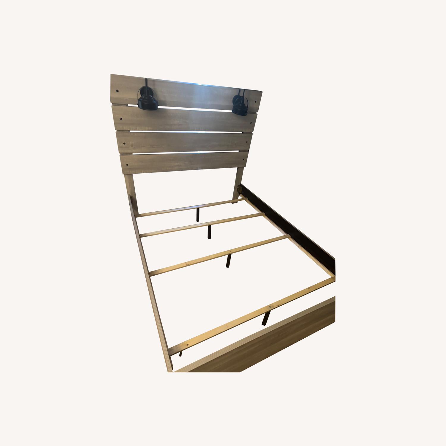 Vintage/Antique Light Gray Wood Headboard - image-0