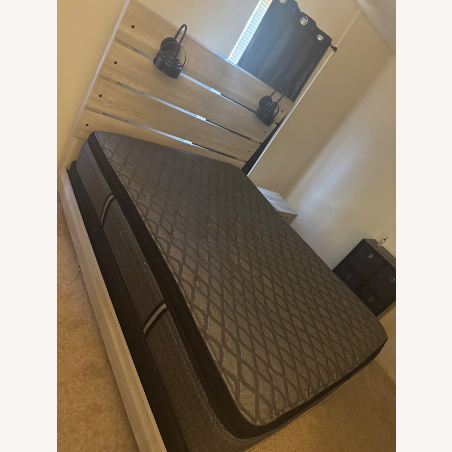 Vintage/Antique Light Gray Wood Headboard - image-3