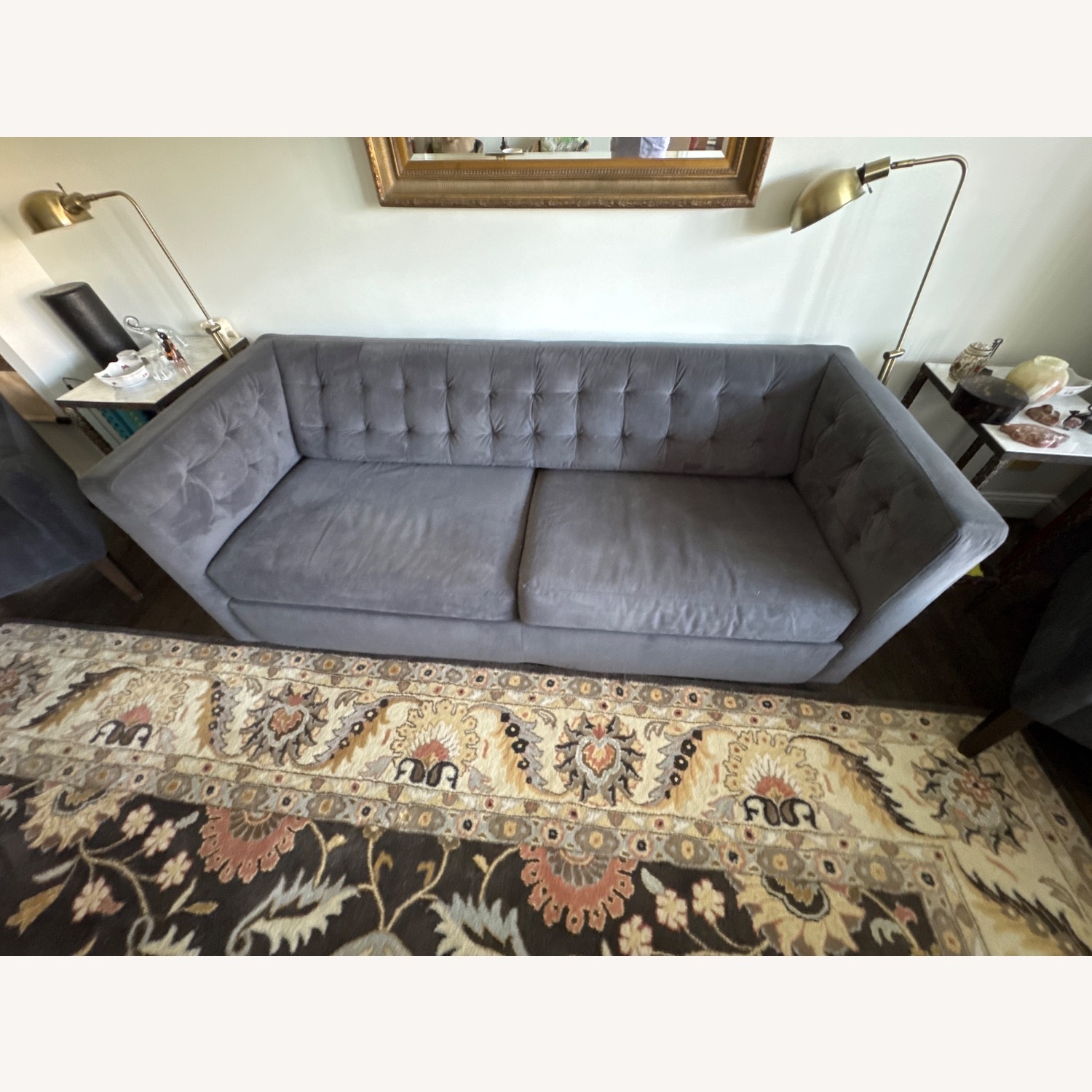 West Elm Rochester Dark Gray Velvet Sleeper Sofa - image-2