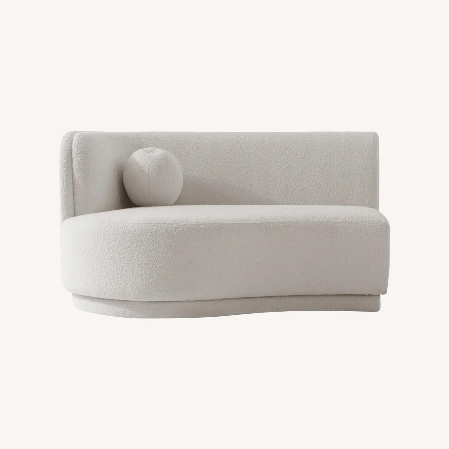 Kardiel Swoosh White Boucle Loveseat - image-0