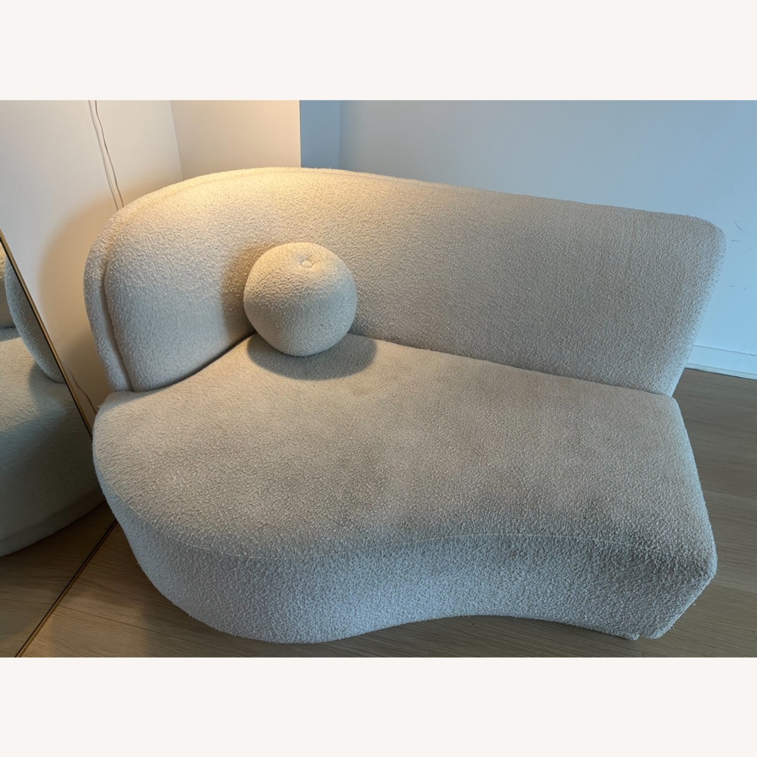 Kardiel Swoosh White Boucle Loveseat - image-1