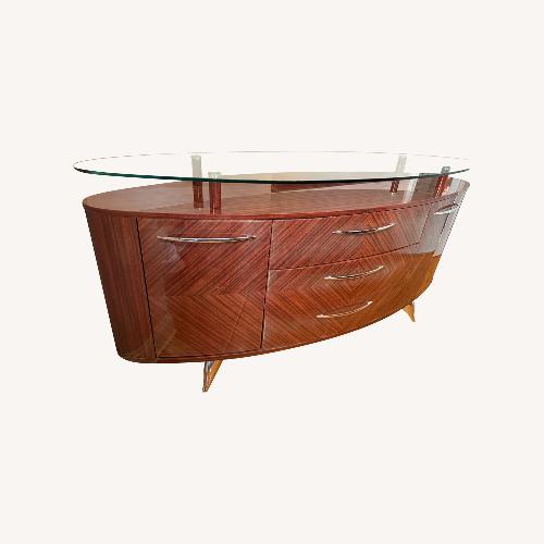 Used Dark Brown, Glass Top Buffet / Credenza  for sale on AptDeco