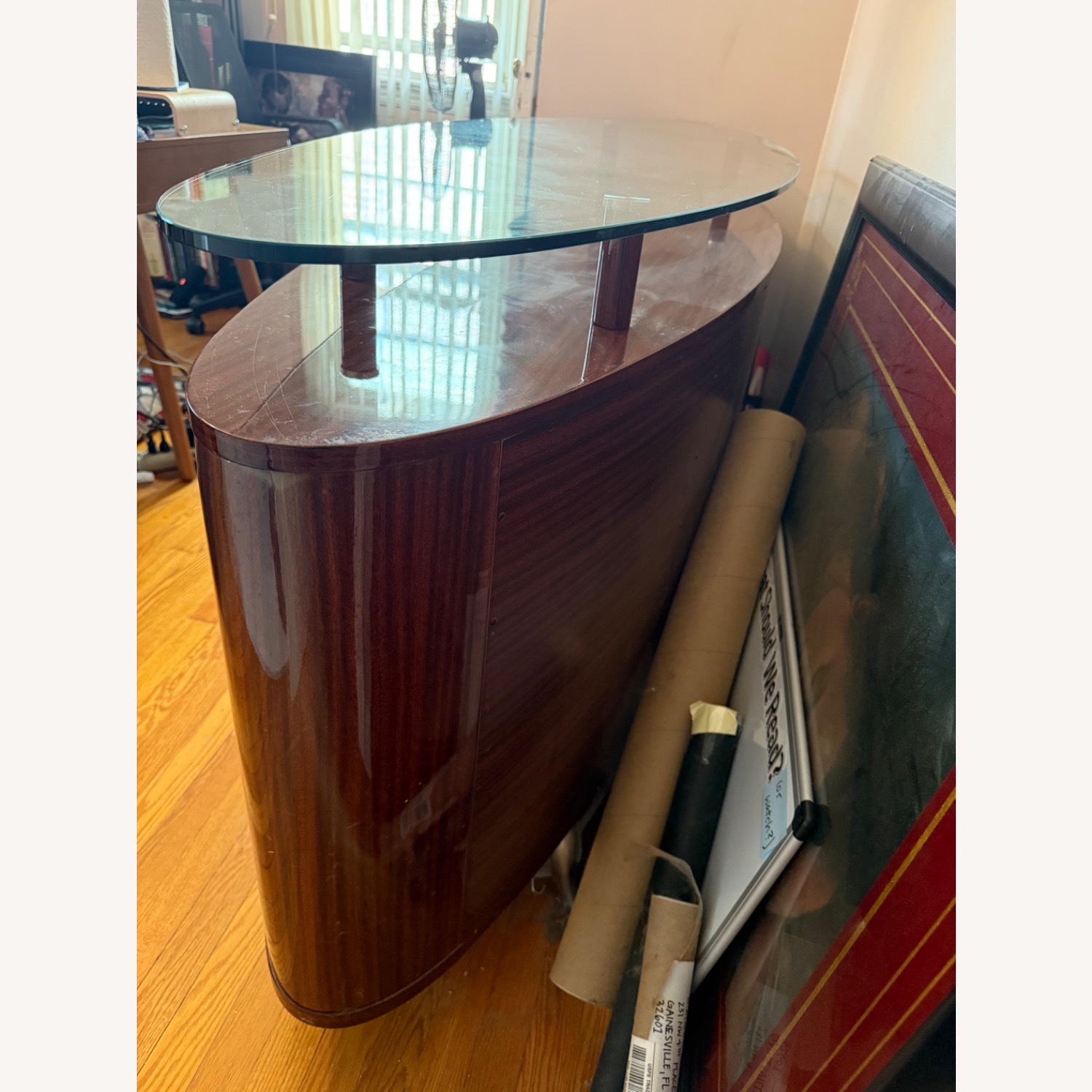 Dark Brown, Glass Top Buffet / Credenza - image-3