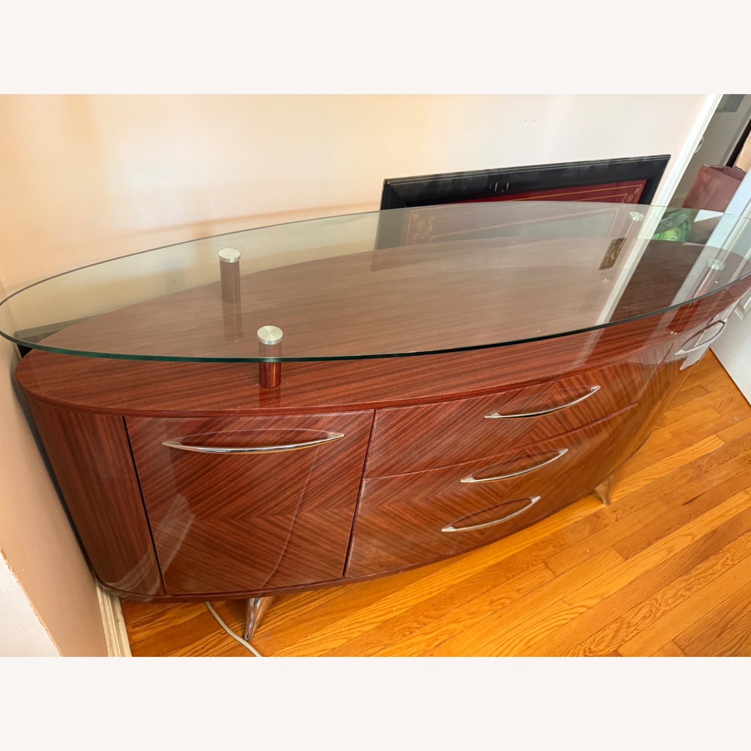 Dark Brown, Glass Top Buffet / Credenza - image-4