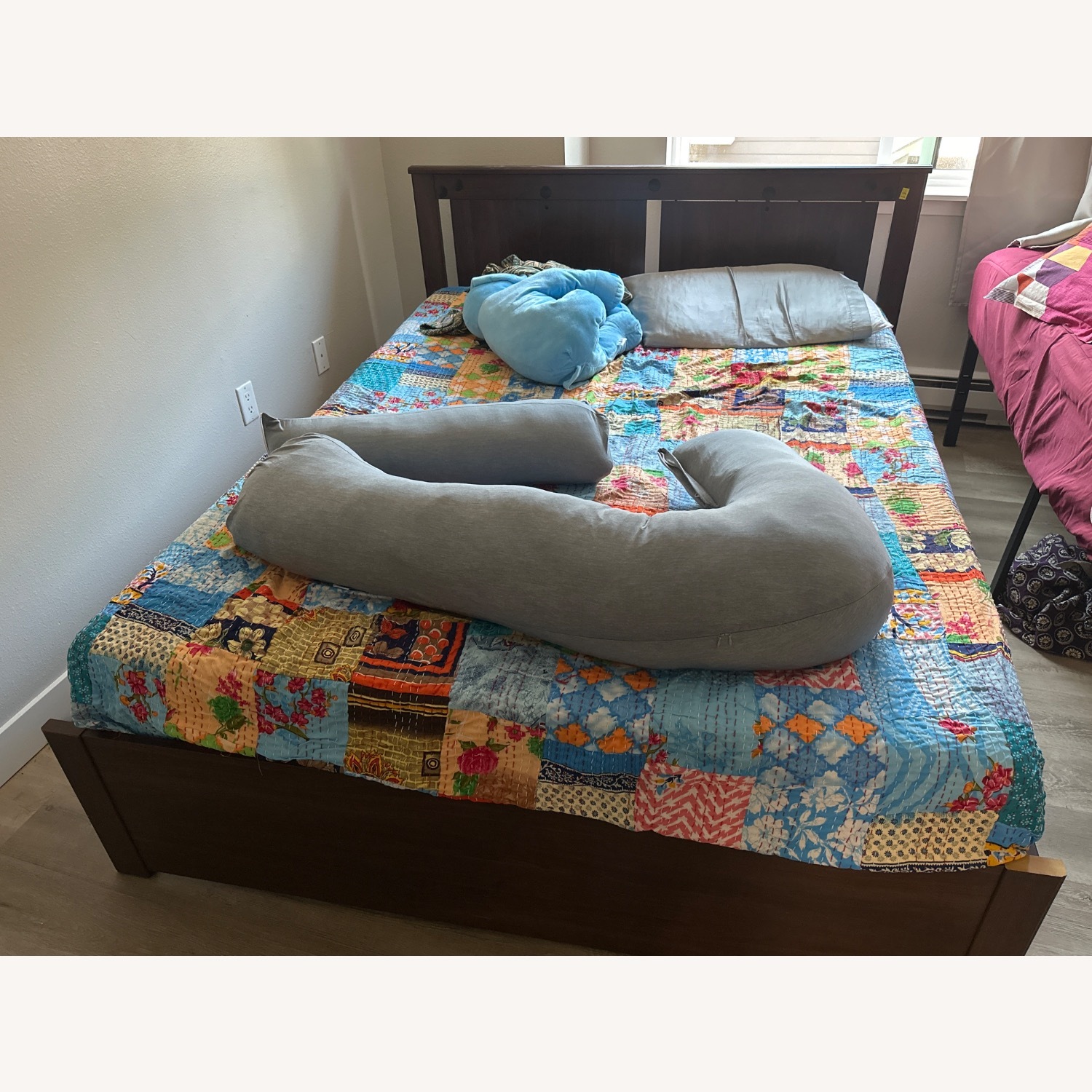 IKEA Songesand Dark Brown Wood Queen Bed - image-1