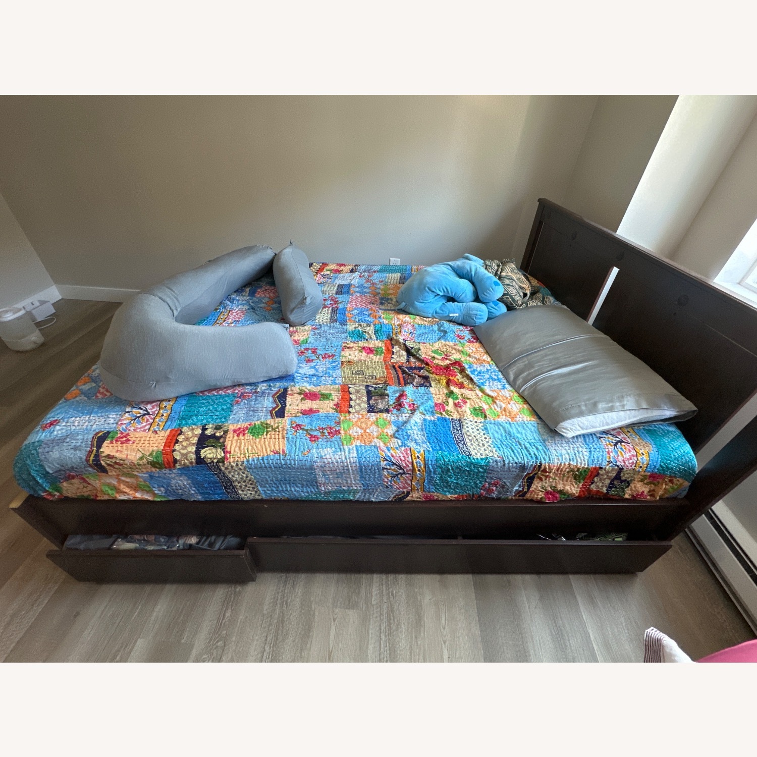 IKEA Songesand Dark Brown Wood Queen Bed - image-3