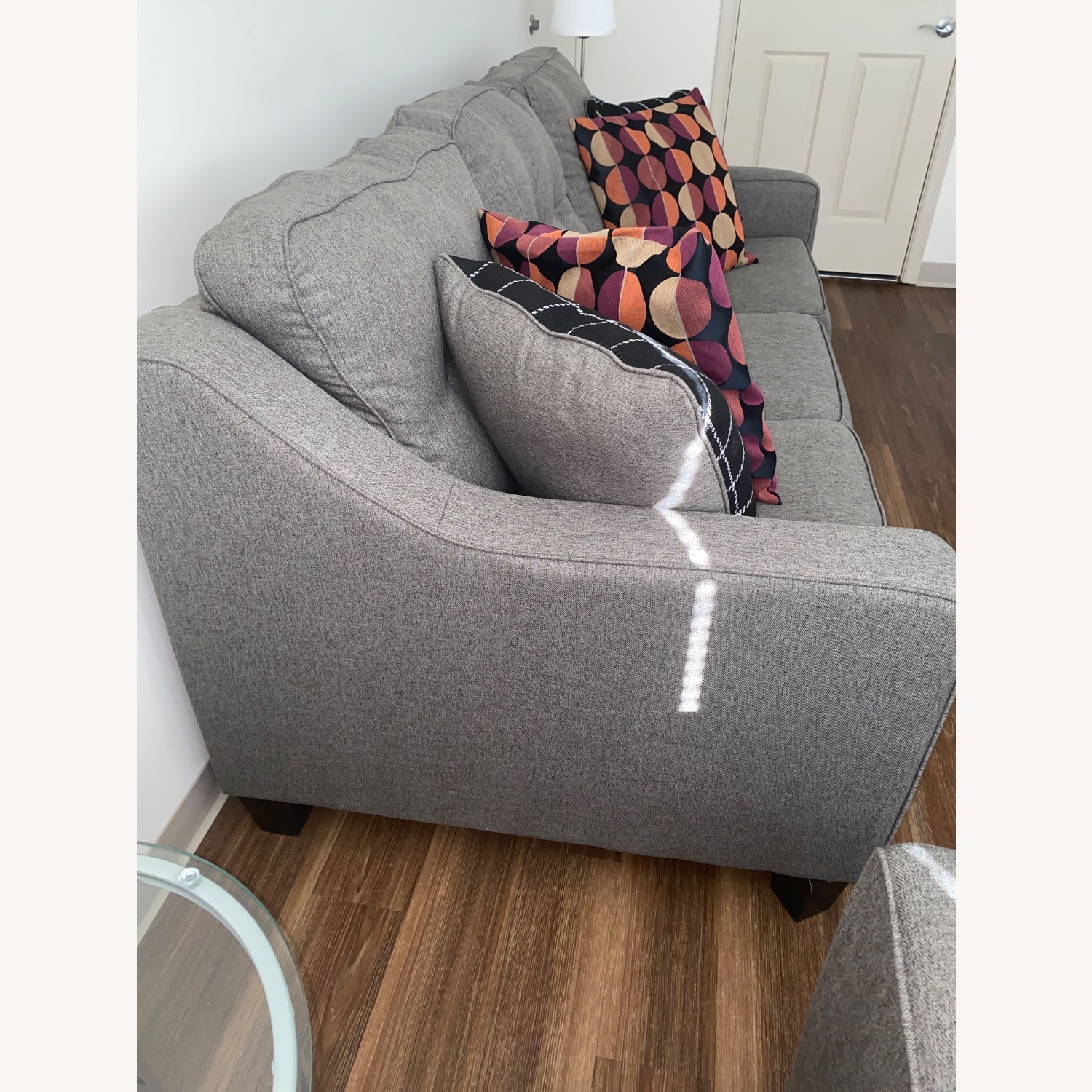 Jennifer Convertibles Light Gray Fabric 3+ Seater Sofa - image-3