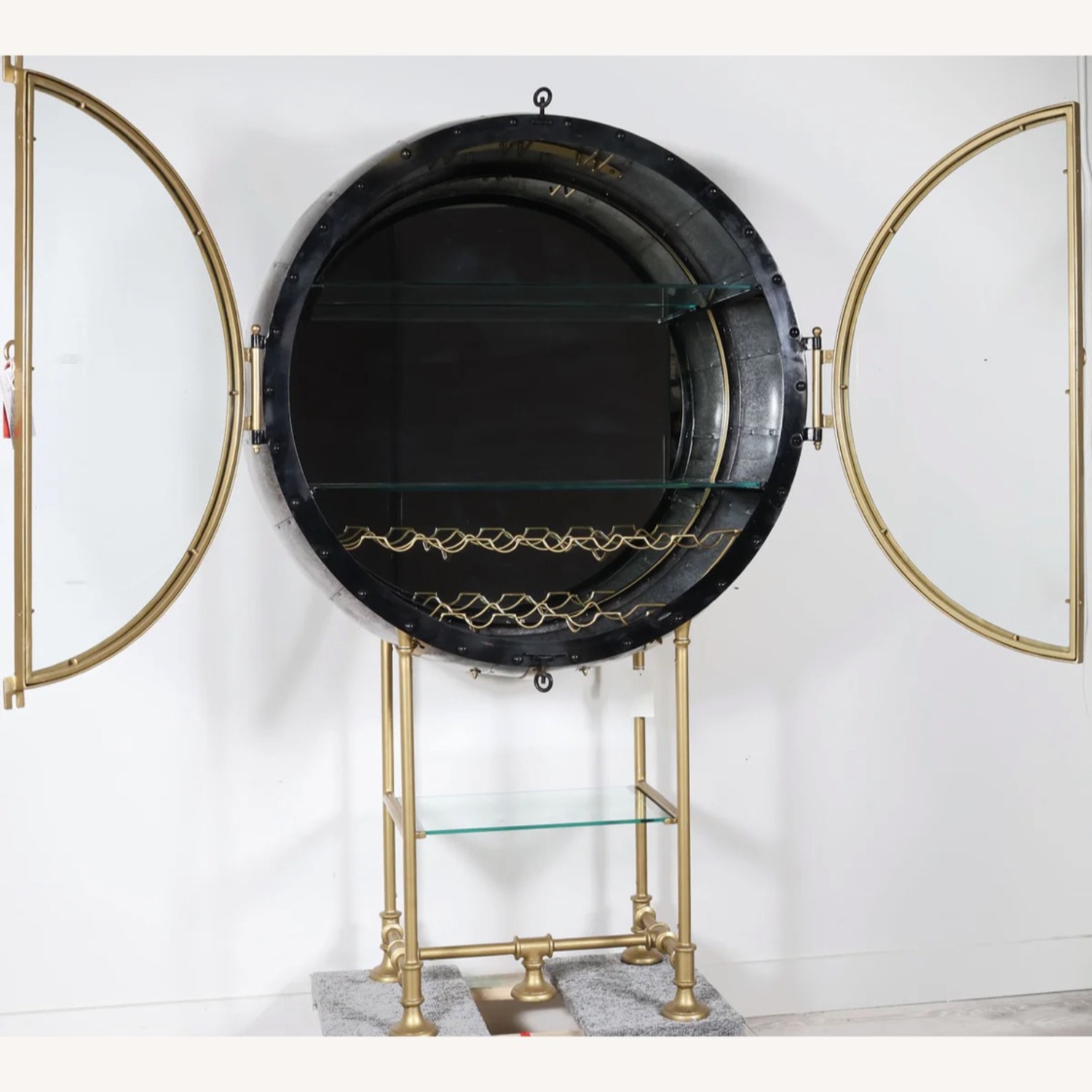 Restoration Hardware Porthole Vintage Decor Bar Cabinet - image-1