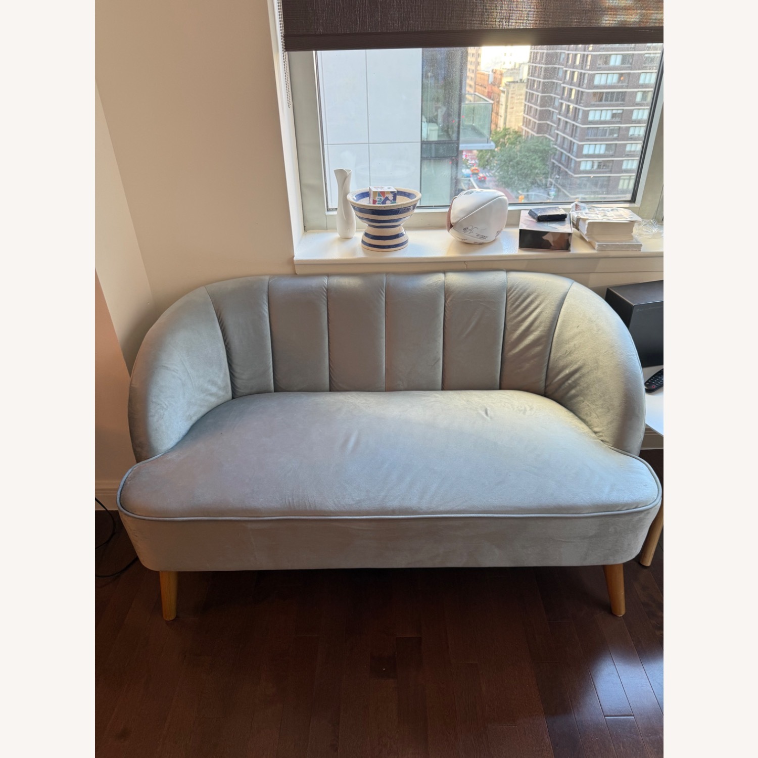 Wayfair Blue Velvet 3+ Seater Sofa - image-3