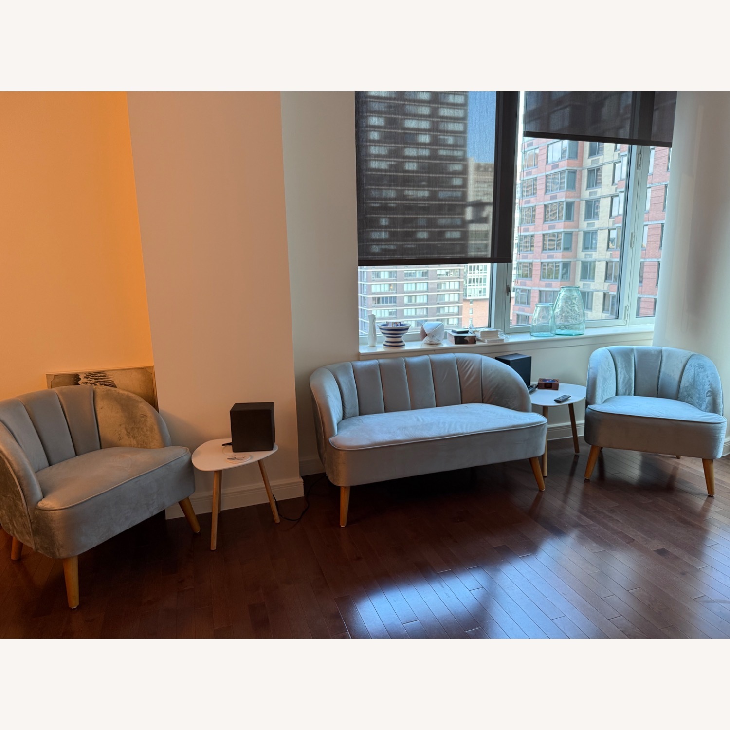 Wayfair Blue Velvet 3+ Seater Sofa - image-1