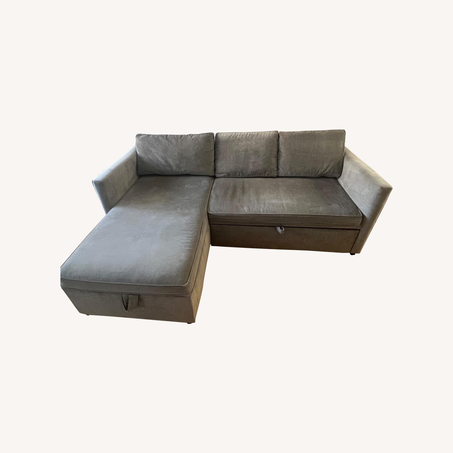 West Elm Medium Gray Fabric 3+ Seater Sofa - image-0