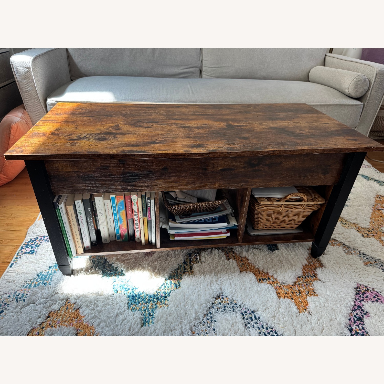 Walmart Dark Brown Lift-Top Coffee Table - image-1