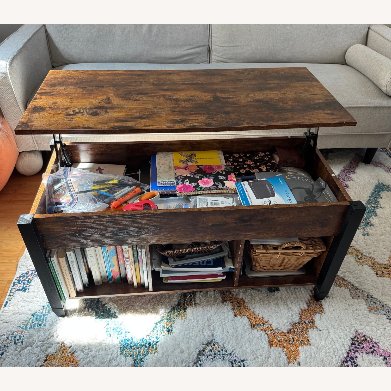 Walmart Dark Brown Lift-Top Coffee Table - image-2