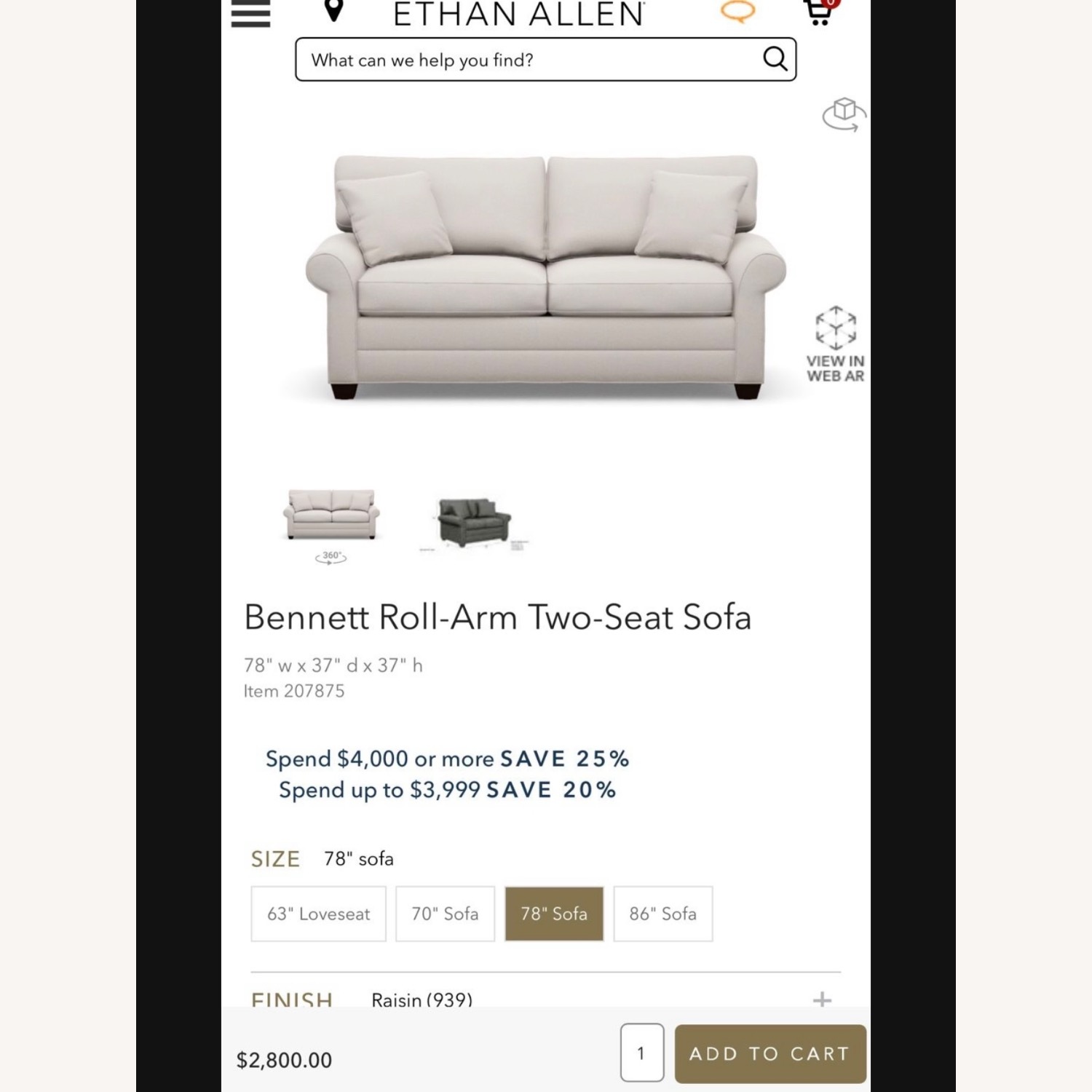 Ethan Allen Two Seater Sofa - image-5