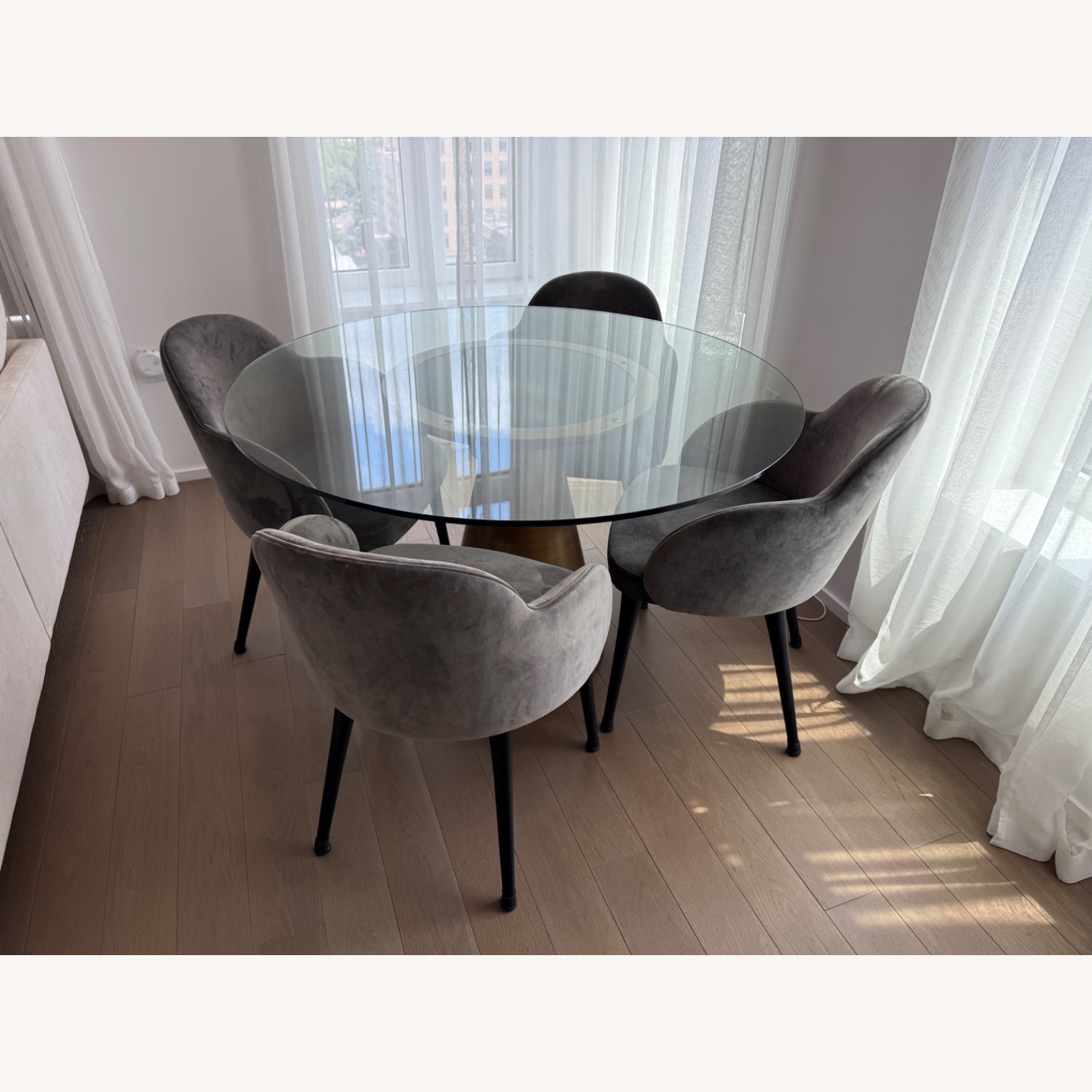 CB2 Dark Gray Velvet Dining Chairs - image-1