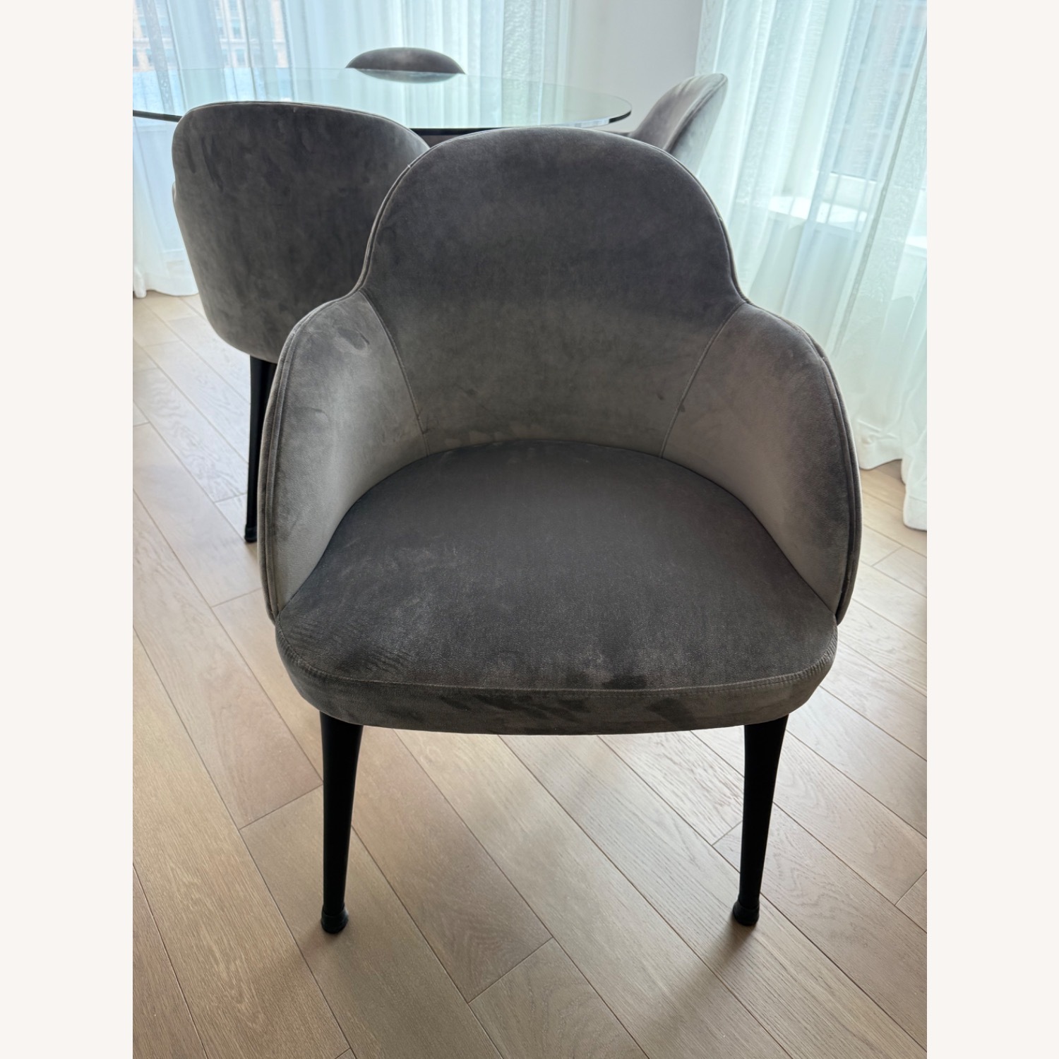 CB2 Dark Gray Velvet Dining Chairs - image-2