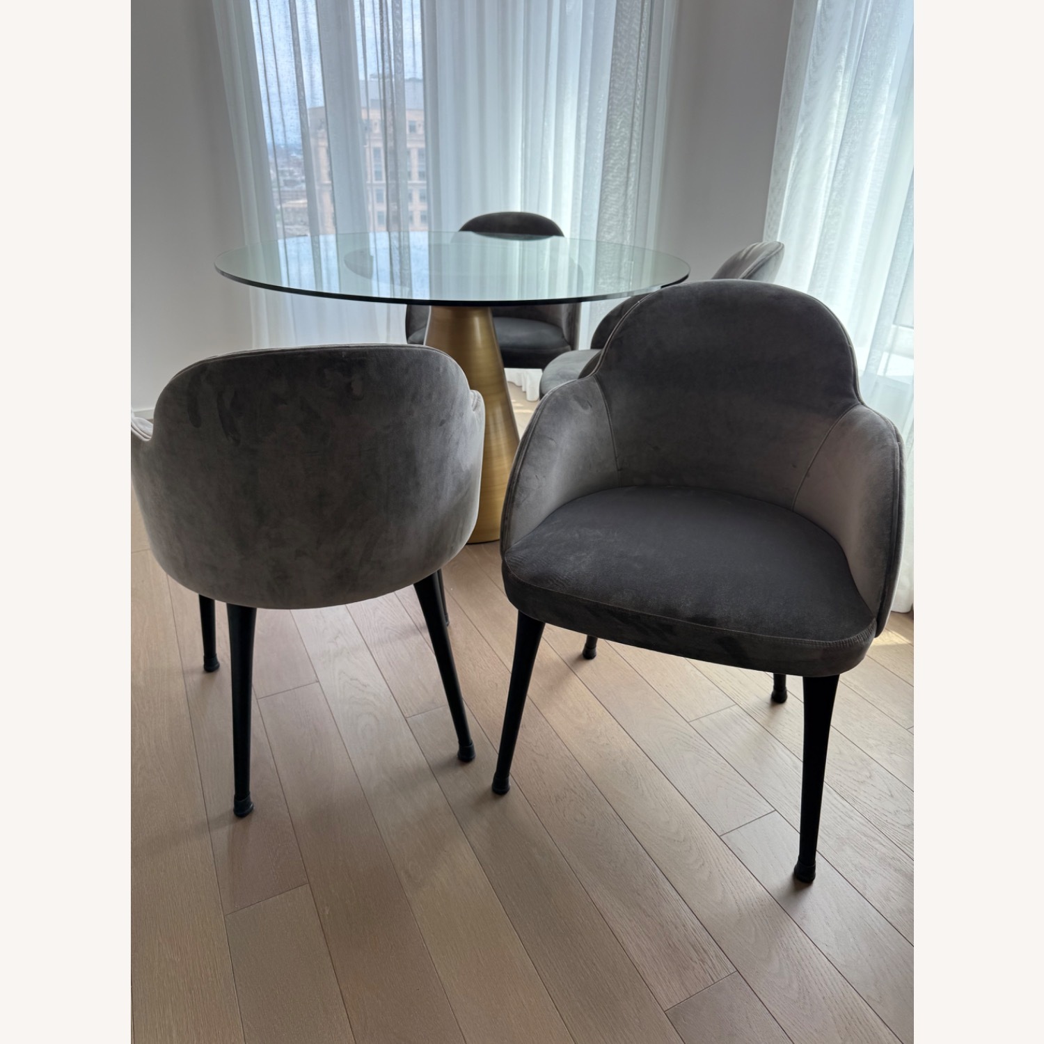 CB2 Dark Gray Velvet Dining Chairs - image-3