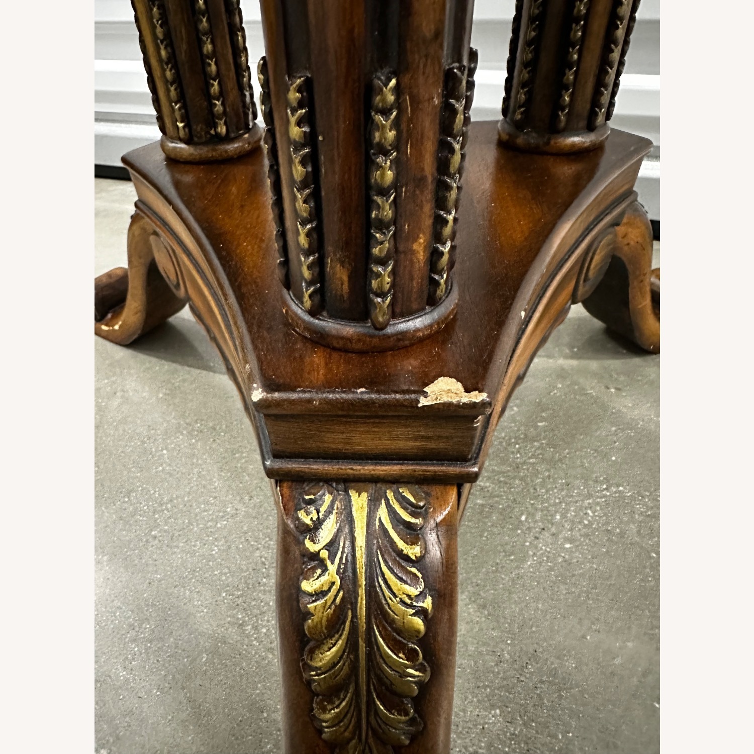 Traditional Round Accent Table with Carved Details - image-3