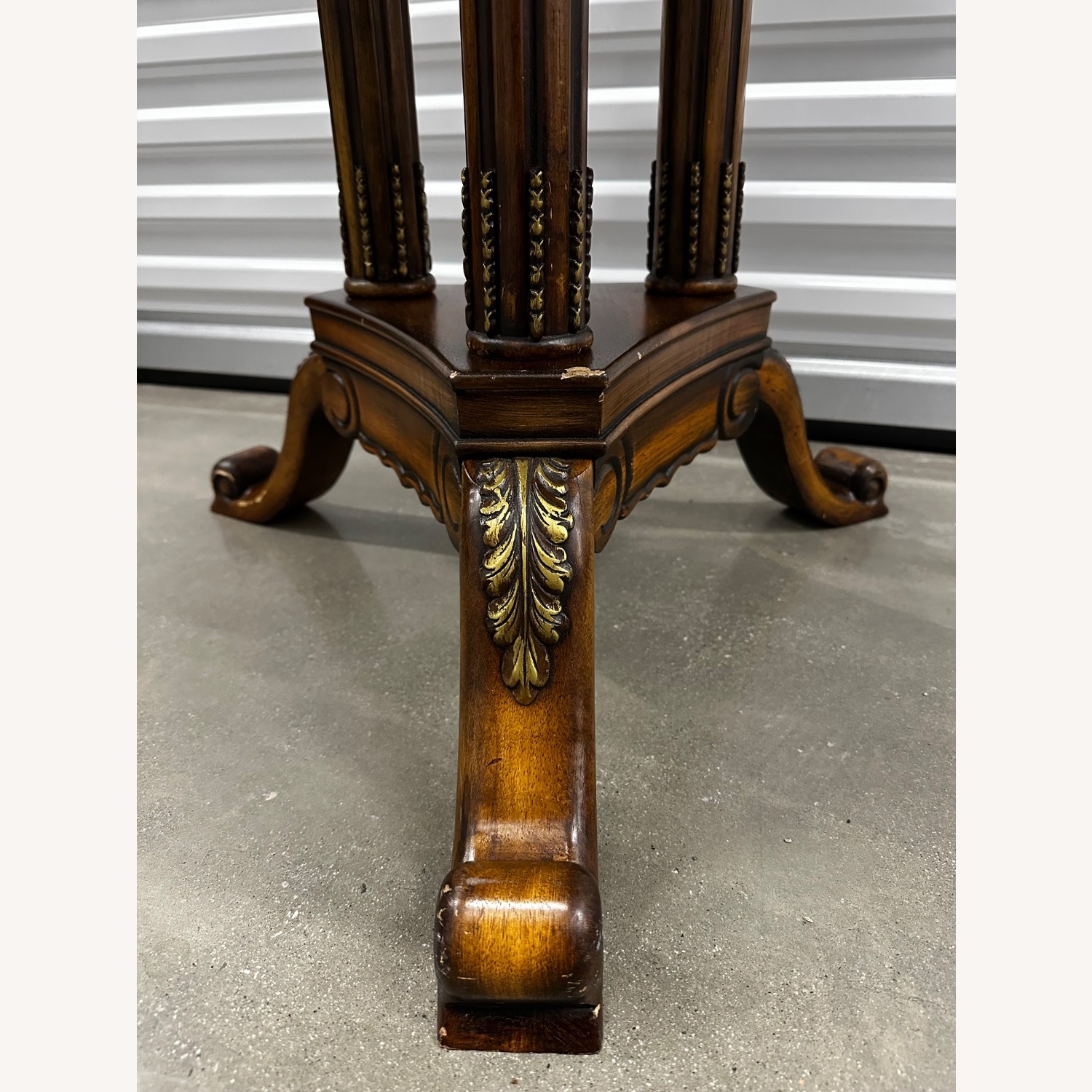 Traditional Round Accent Table with Carved Details - image-2