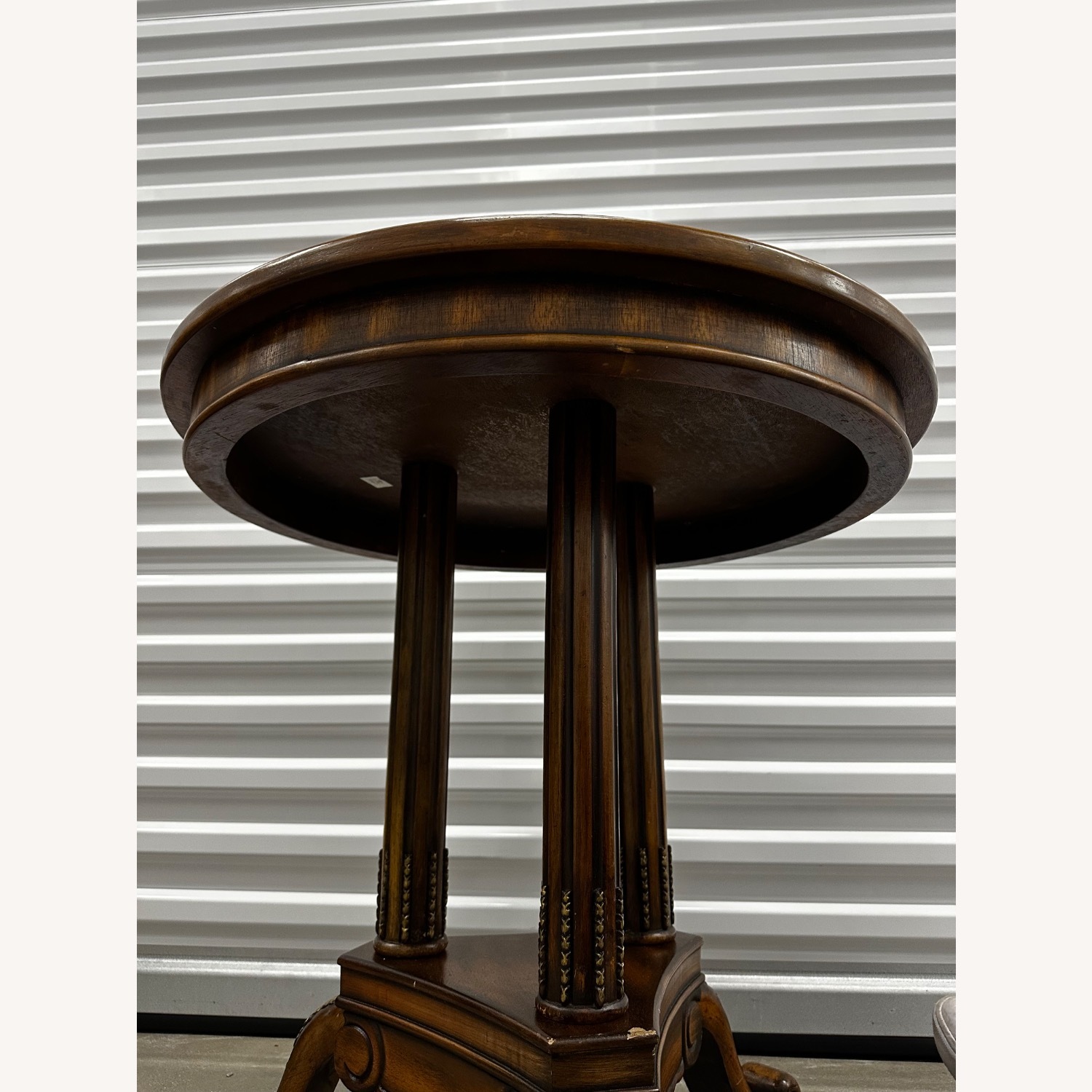 Traditional Round Accent Table with Carved Details - image-4
