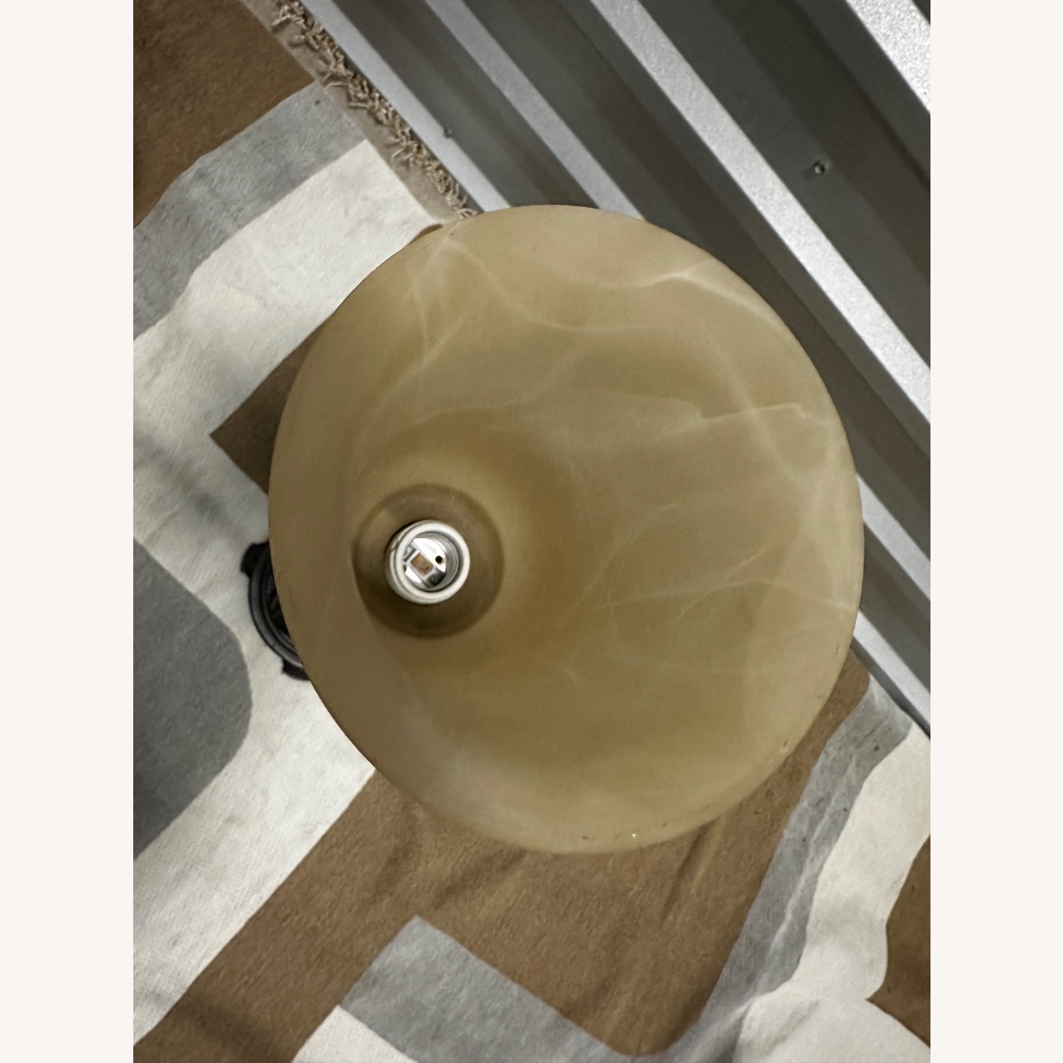 Vintage Table Lamp with Amber Glass Shade - image-3