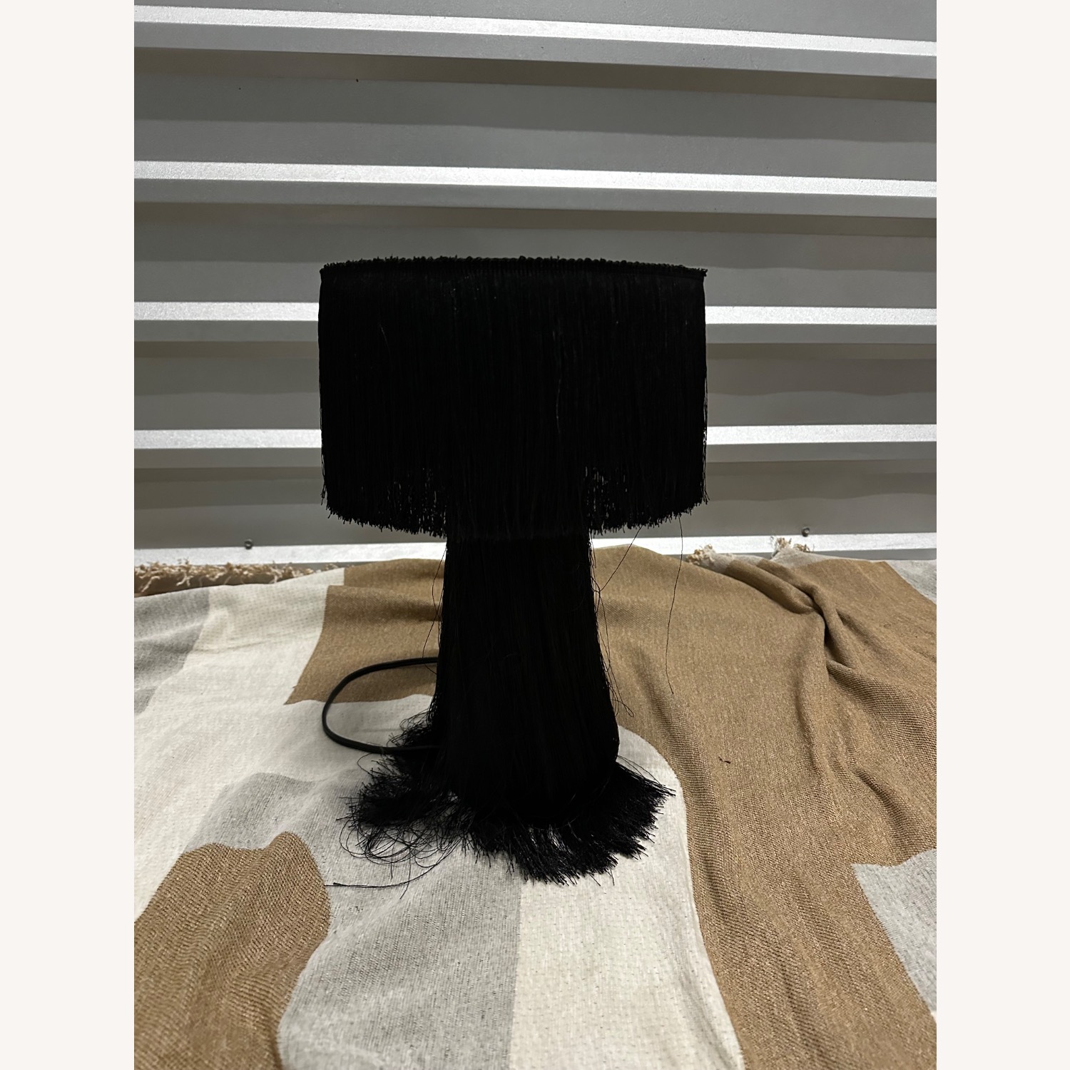 Modern Black Fringe Table Lamp - image-1