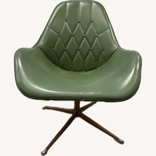 Used Mid-Century Green Vinyl Swivel Lounge Chair for sale on AptDeco