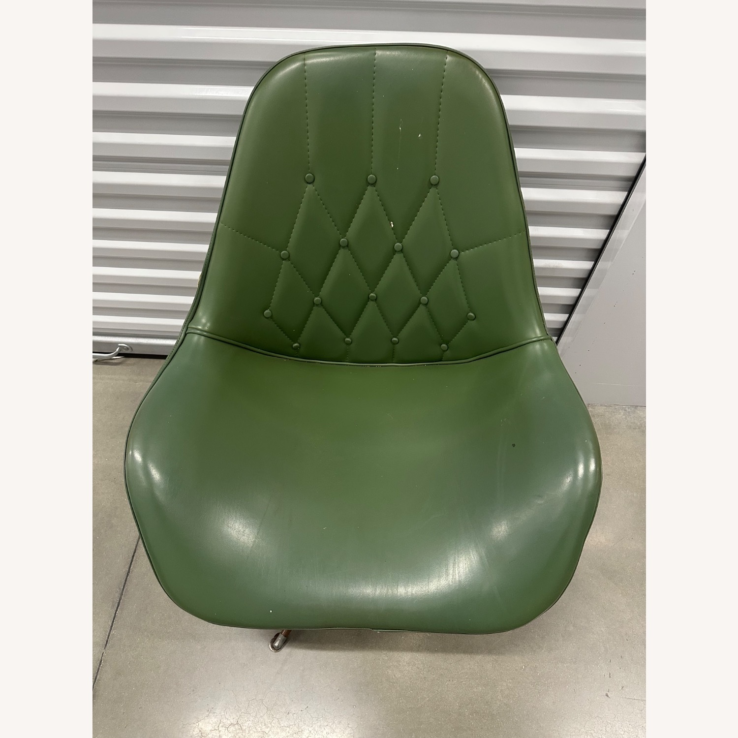 Mid-Century Green Vinyl Swivel Lounge Chair - image-2