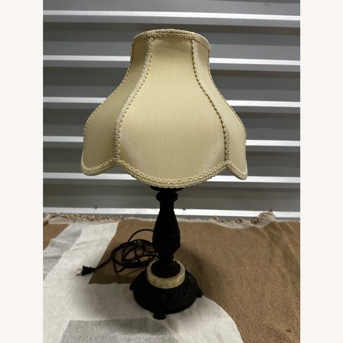 Used Vintage Table Lamp with Scalloped Fabric Shade for sale on AptDeco