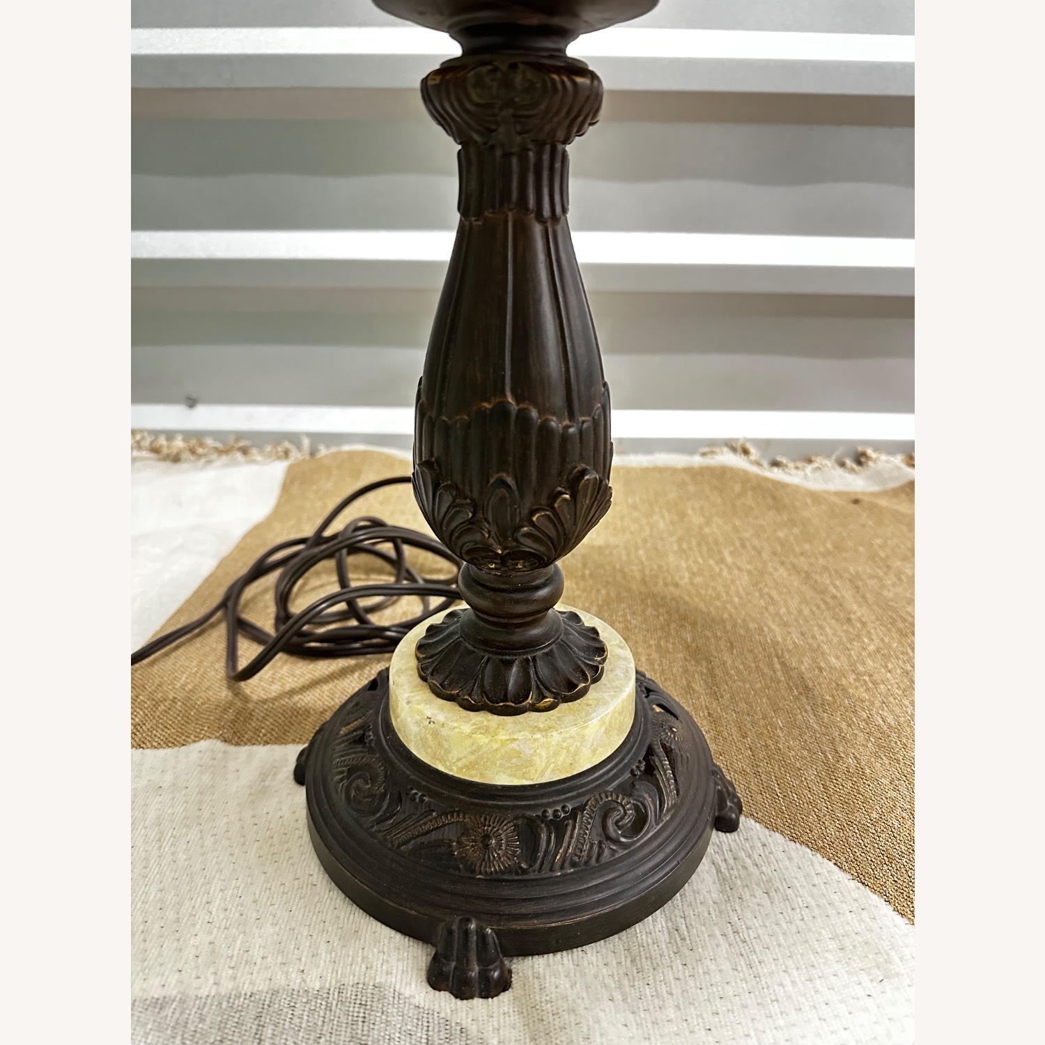 Vintage Table Lamp with Scalloped Fabric Shade - image-5